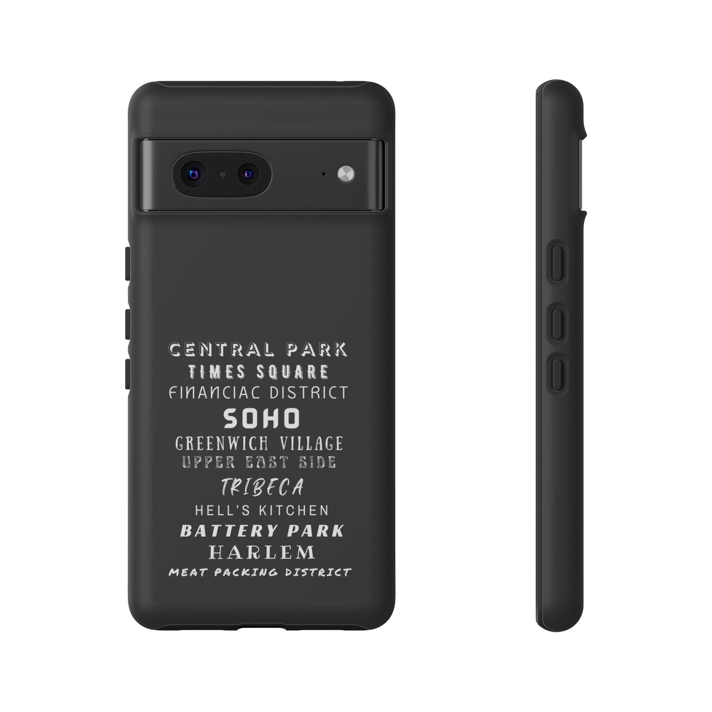 NYC NEIGHBORHOODS -Tough Phone Cases - Fits Most Phone Sizes!! (Dark GREY) "Great Gift For NYC Travelers"