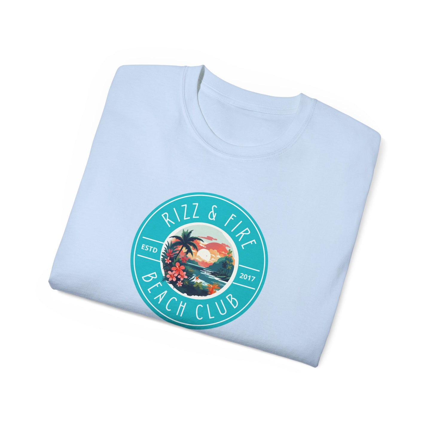 RIZZ & FIRE BEACH CLUB- T Shirt (VARIETY OF DARK COLORS) “Elevate Your Everyday with a Statement Tee”