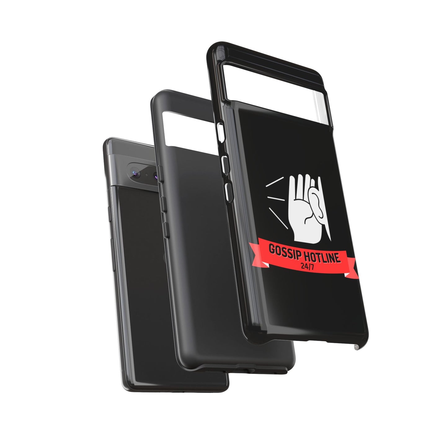 GOSSIP HOTLINE-Tough Phone Cases - Fits Most Phone Sizes!! (BLACK) "When Your Phone Case Spills The Tea"