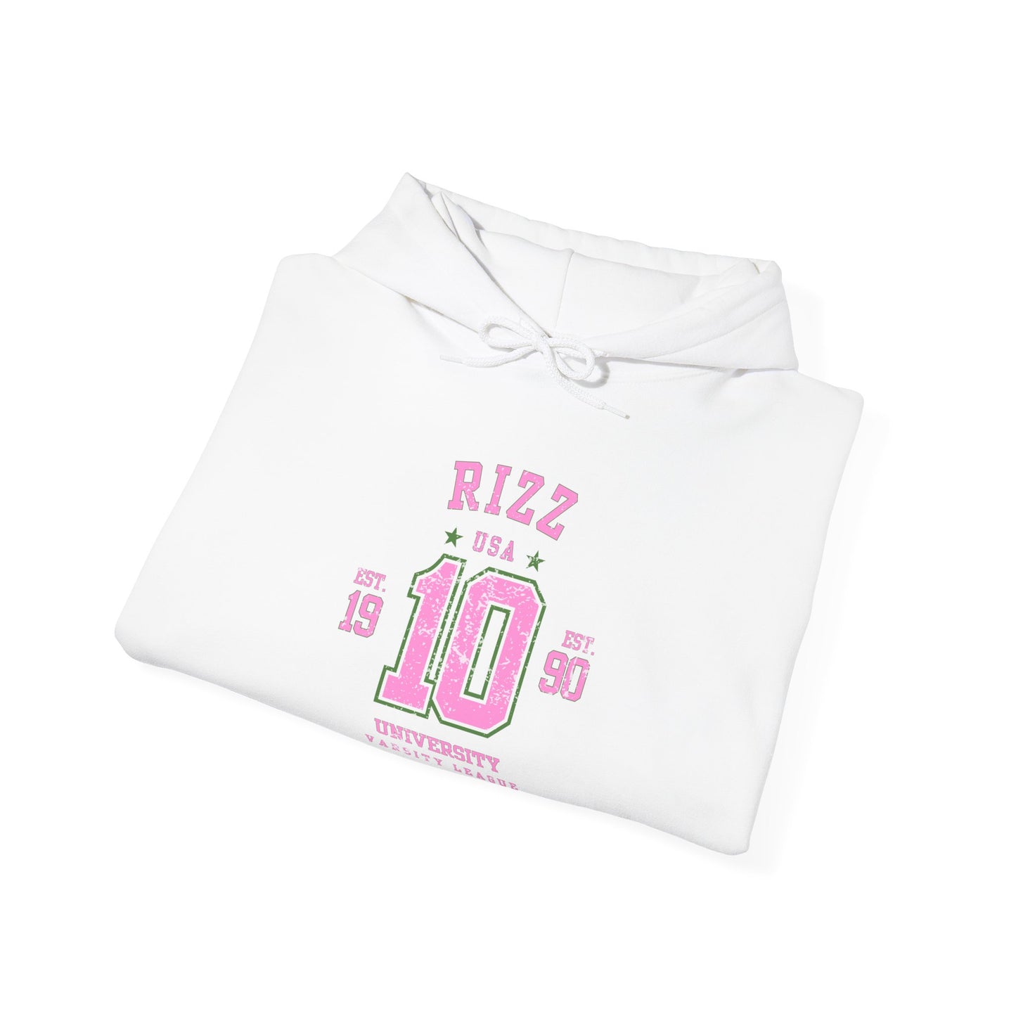 RIZZ UNIVERSITY # 10- VARSITY LEAGUE- Unisex Heavy Blend Hooded Sweatshirt-“Campus Streetwear Hoodie — Trending Back-to-School Essential”