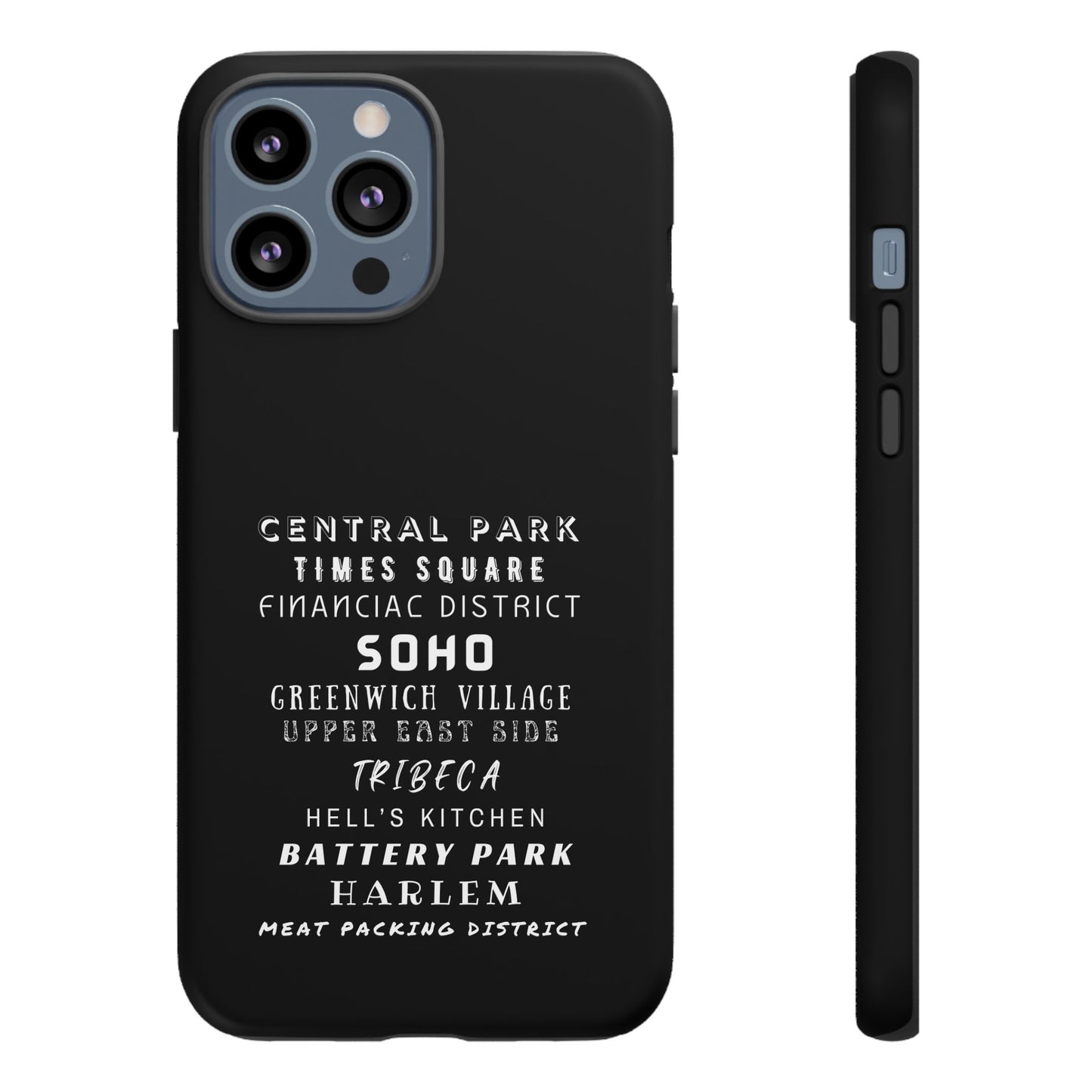 NYC NEIGHBORHOODS -Tough Phone Cases - Fits Most Phone Sizes!! (Dark GREY) "Great Gift For NYC Travelers"