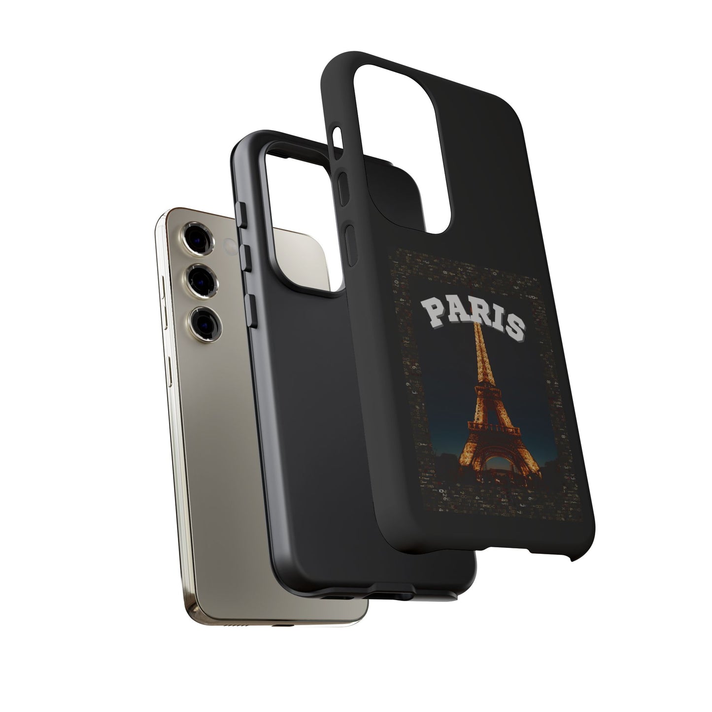 PARIS AT NIGHT- Tough Phone Cases - Fits Most Phone Sizes!! (BLACK) "Travel in Style"
