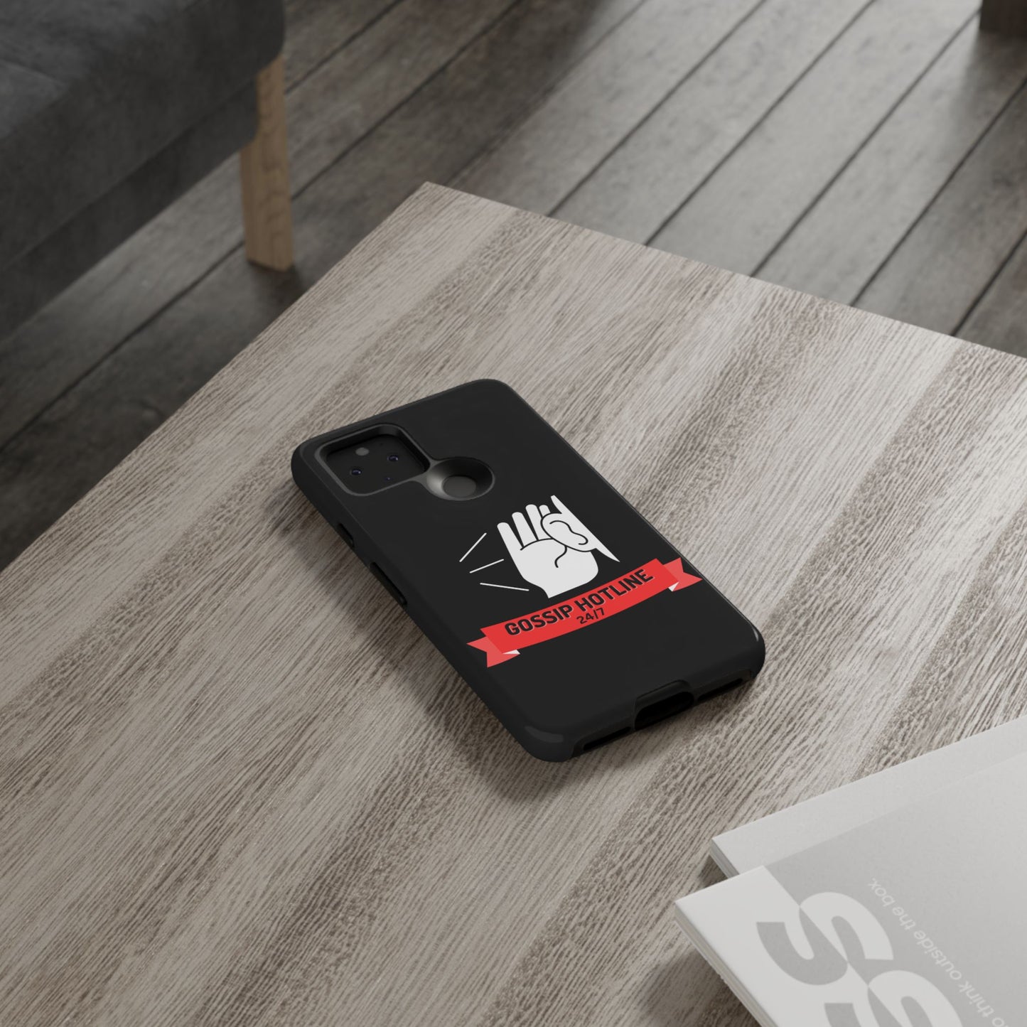GOSSIP HOTLINE-Tough Phone Cases - Fits Most Phone Sizes!! (BLACK) "When Your Phone Case Spills The Tea"