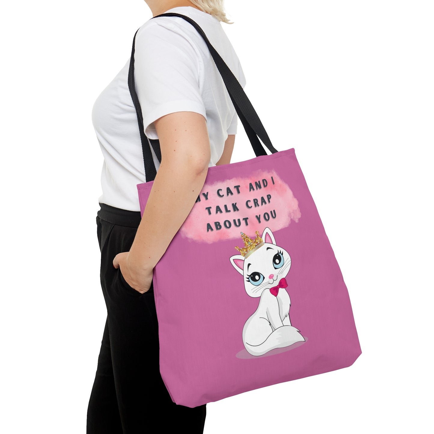 MY CAT AND I TALK CRAP- AOP Tote Bag (PINK)-"Your Look’s Missing Piece"
