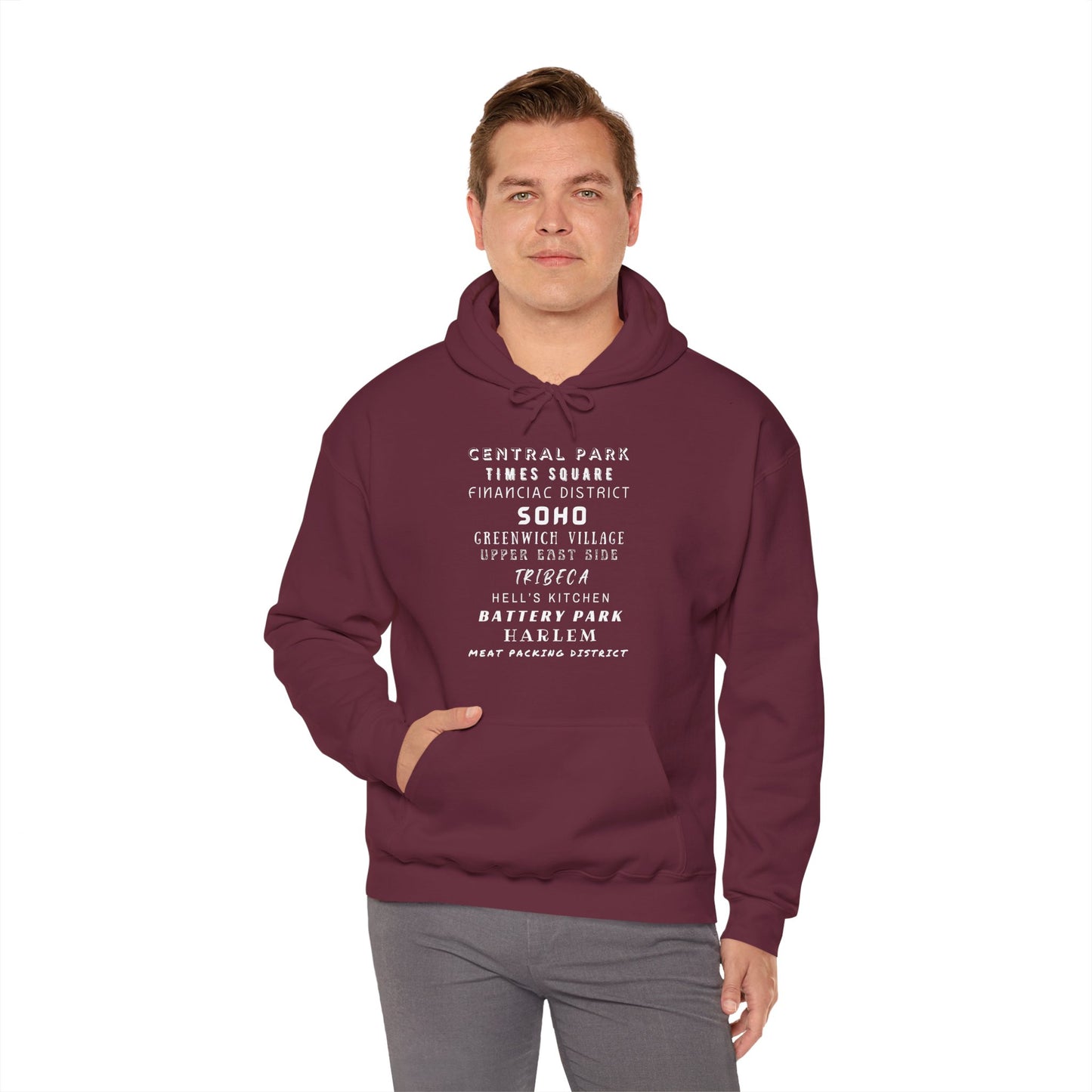New York Neighborhoods -Unisex Heavy Blend Hooded Sweatshirt (VARIETY OF COLORS) "Iconic NYC on Swag"