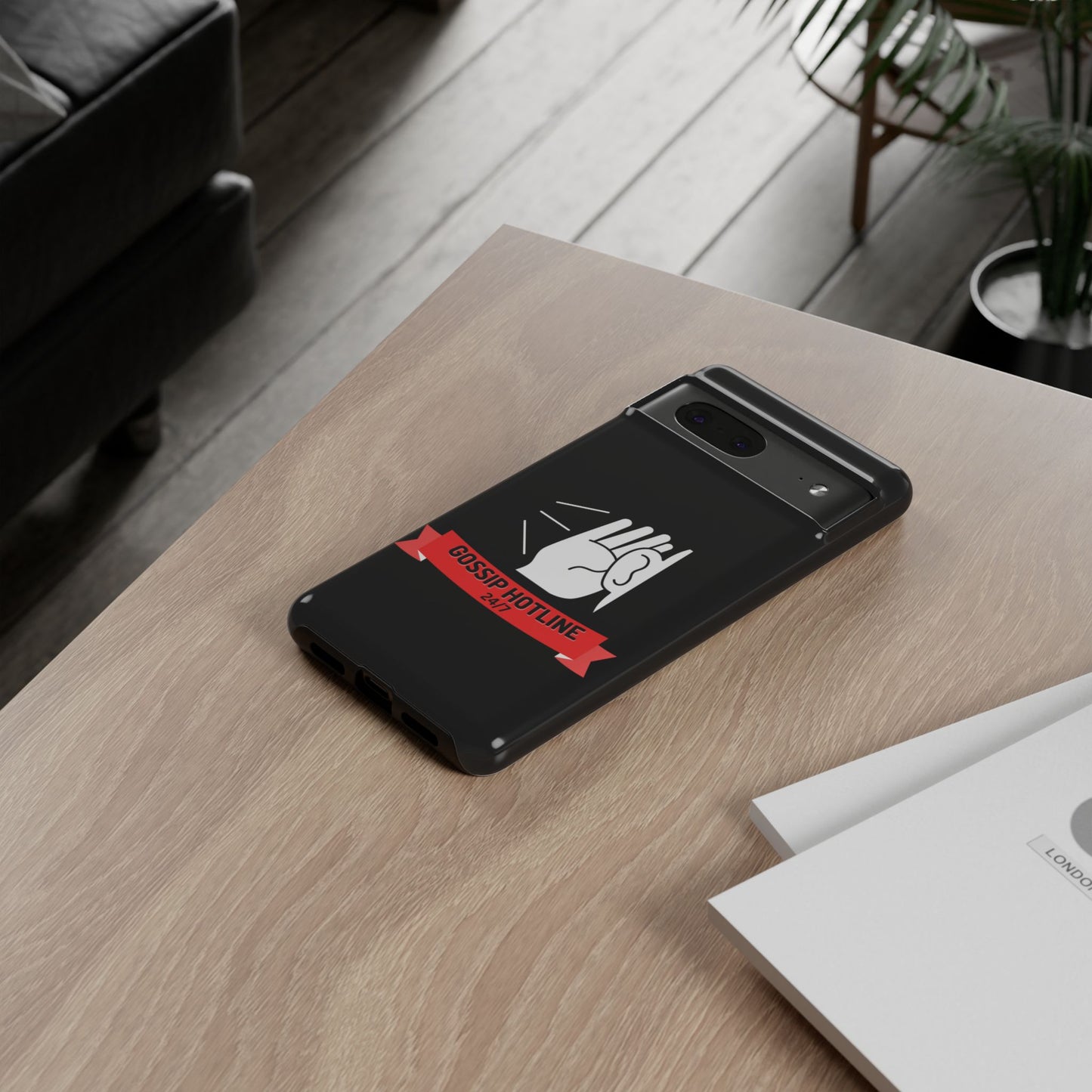 GOSSIP HOTLINE-Tough Phone Cases - Fits Most Phone Sizes!! (BLACK) "When Your Phone Case Spills The Tea"
