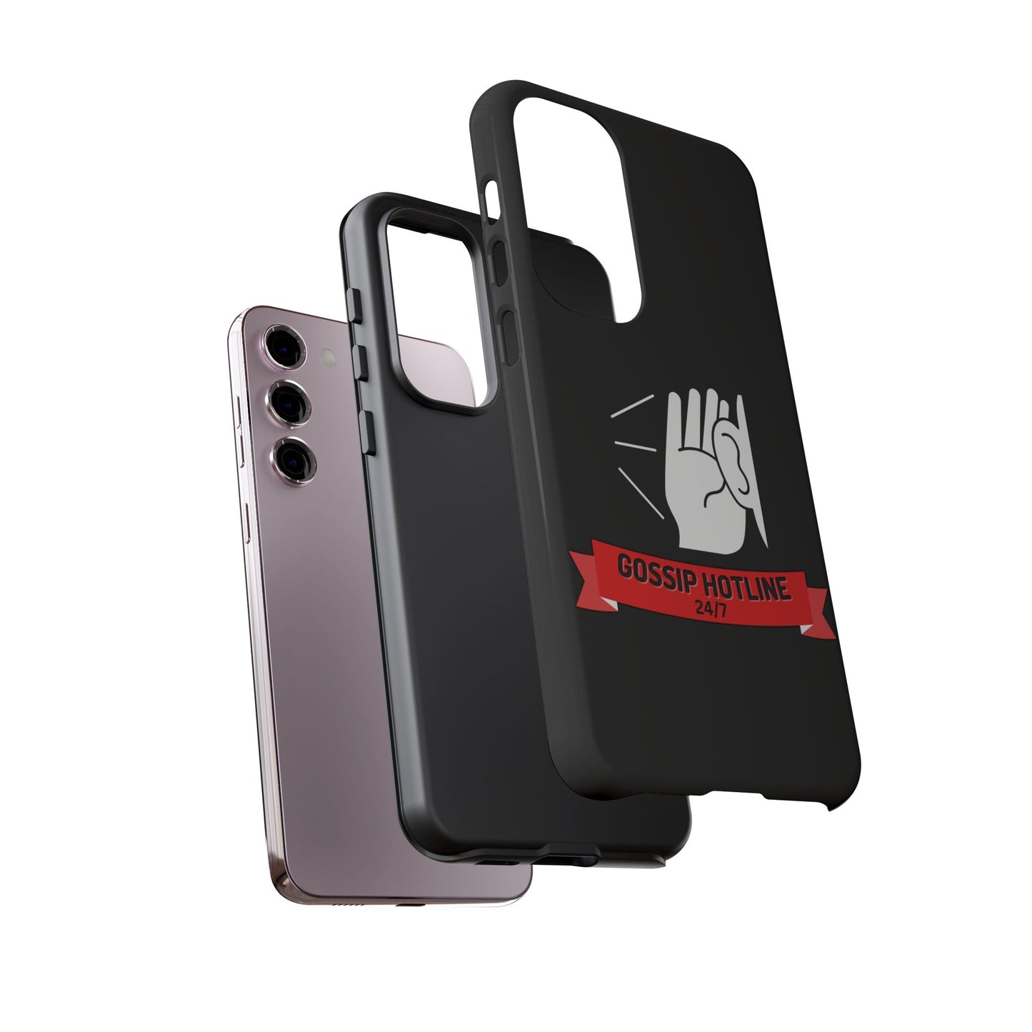 GOSSIP HOTLINE-Tough Phone Cases - Fits Most Phone Sizes!! (BLACK) "When Your Phone Case Spills The Tea"