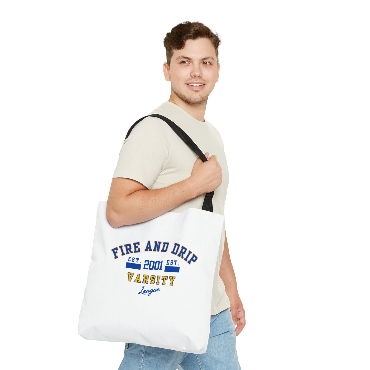 FIRE AND DRIP VARSITY LEAGUE- AOP Tote Bag-"Fashion That Holds It All Together"