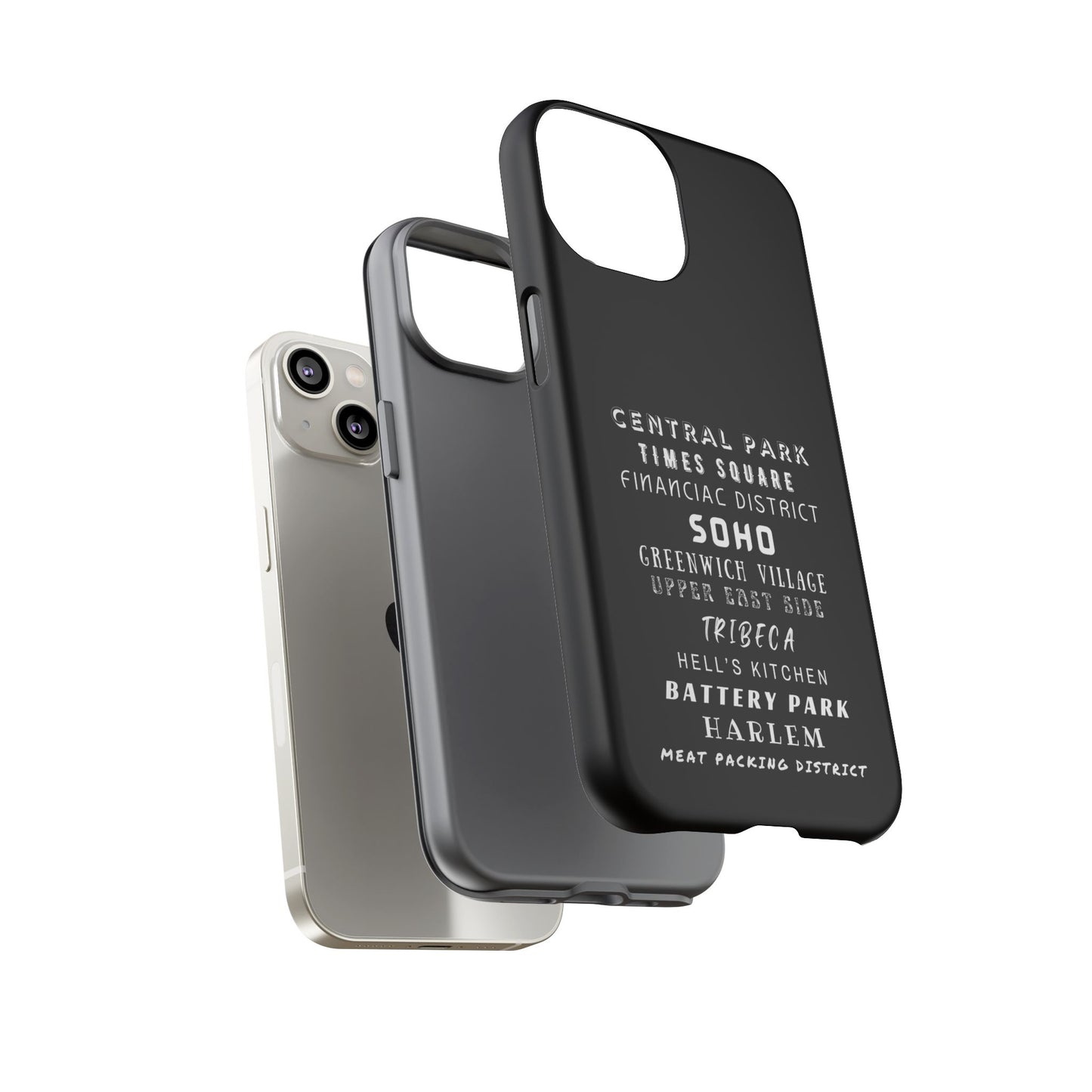 NYC NEIGHBORHOODS -Tough Phone Cases - Fits Most Phone Sizes!! (Dark GREY) "Great Gift For NYC Travelers"