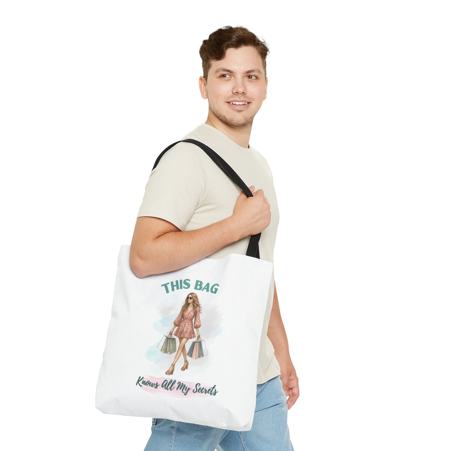 THIS BAG KNOWS ALL MY SECRETS- AOP Tote Bag- "Be The Vibe, Carry The Style"