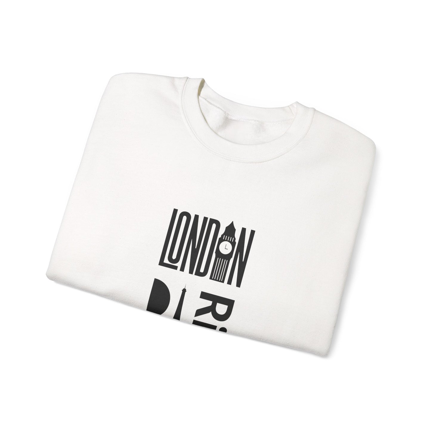 LONDON NEW YORK PARIS- Unisex Heavy Blend Crewneck Sweatshirt (VARIETY OF COLORS) "Stylish Travel Sweatshirt- Big City Energy"