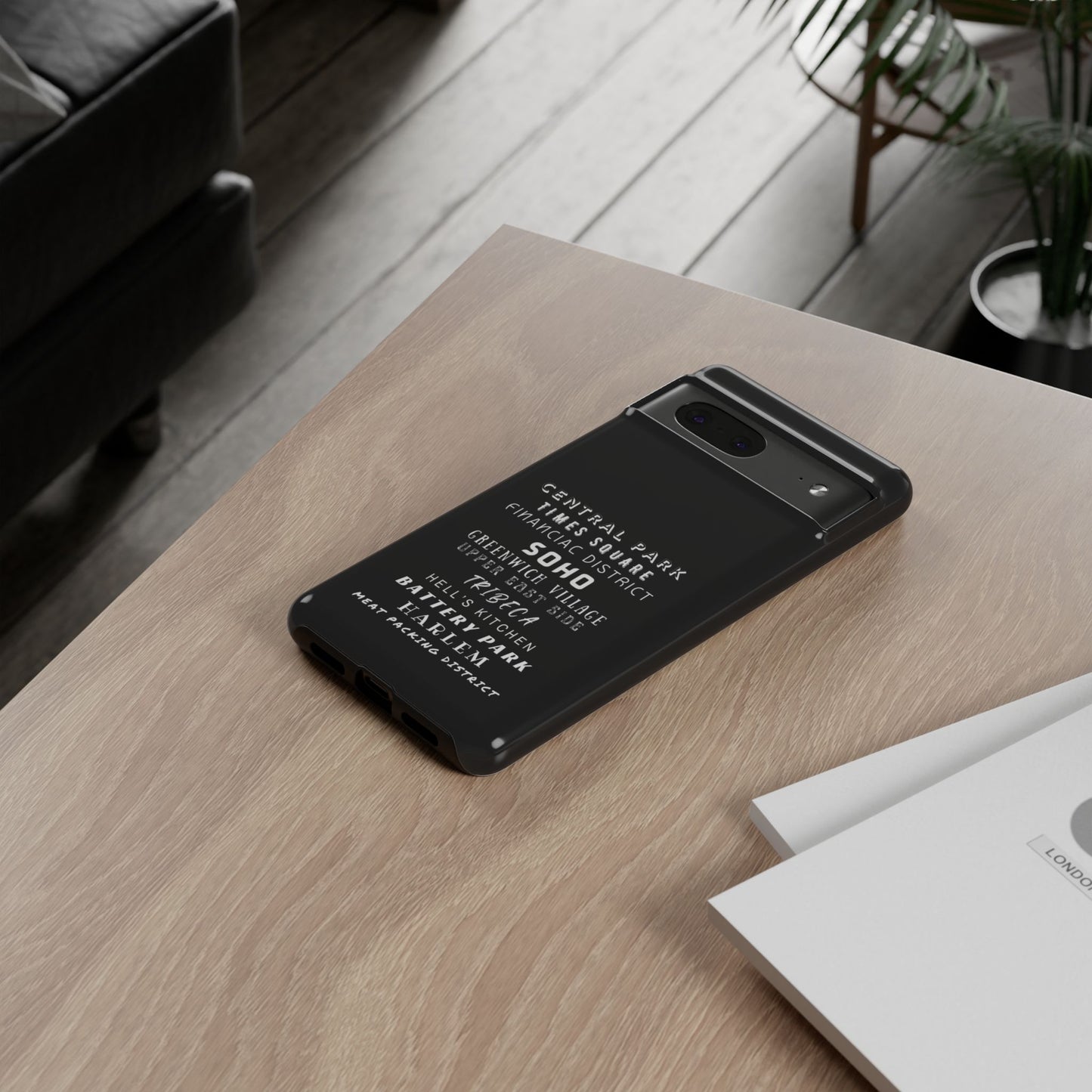 NYC NEIGHBORHOODS -Tough Phone Cases - Fits Most Phone Sizes!! (Dark GREY) "Great Gift For NYC Travelers"
