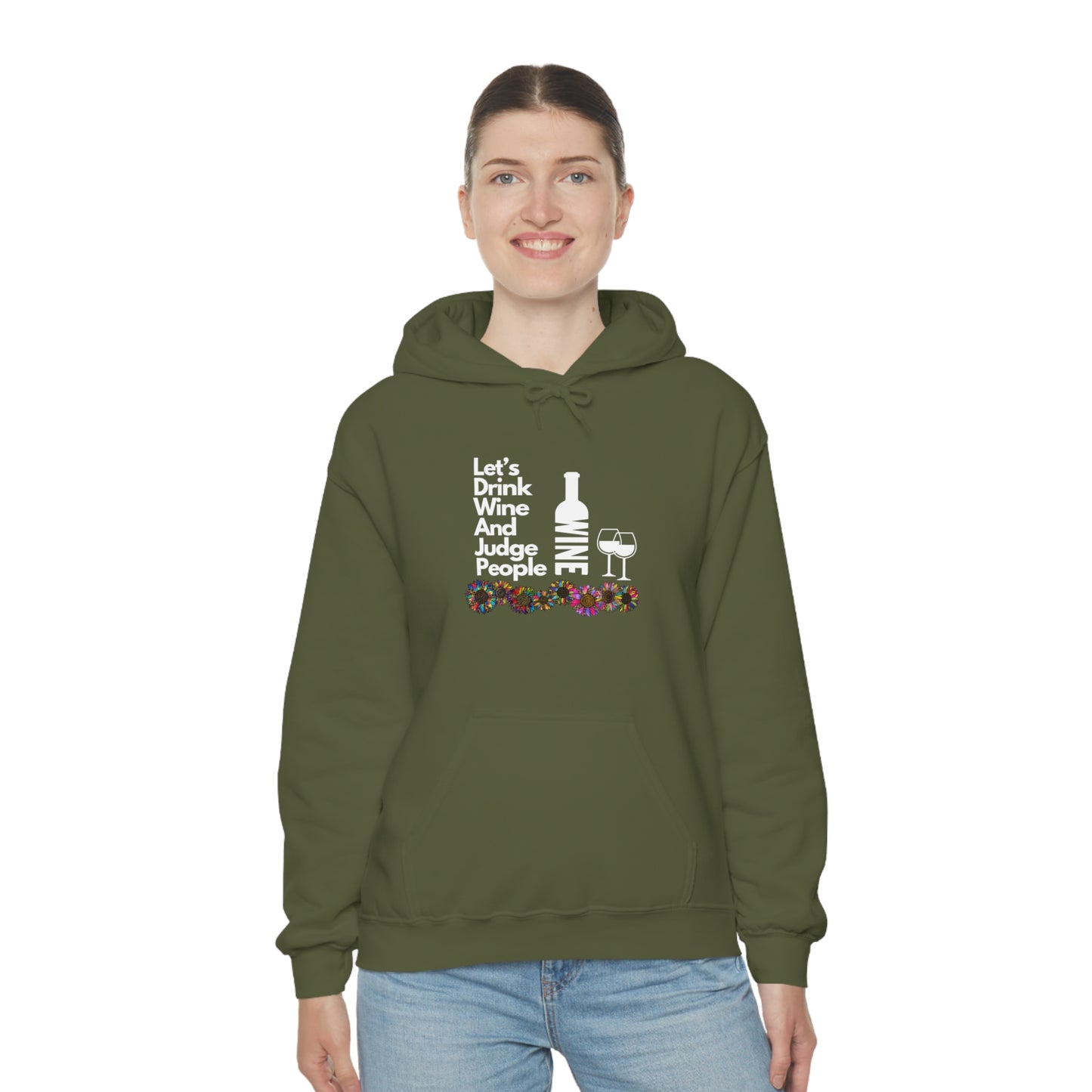 LETS DRINK WINE AND JUDGE- Unisex Heavy Blend Hooded Sweatshirt (VARIETY OF COLORS)