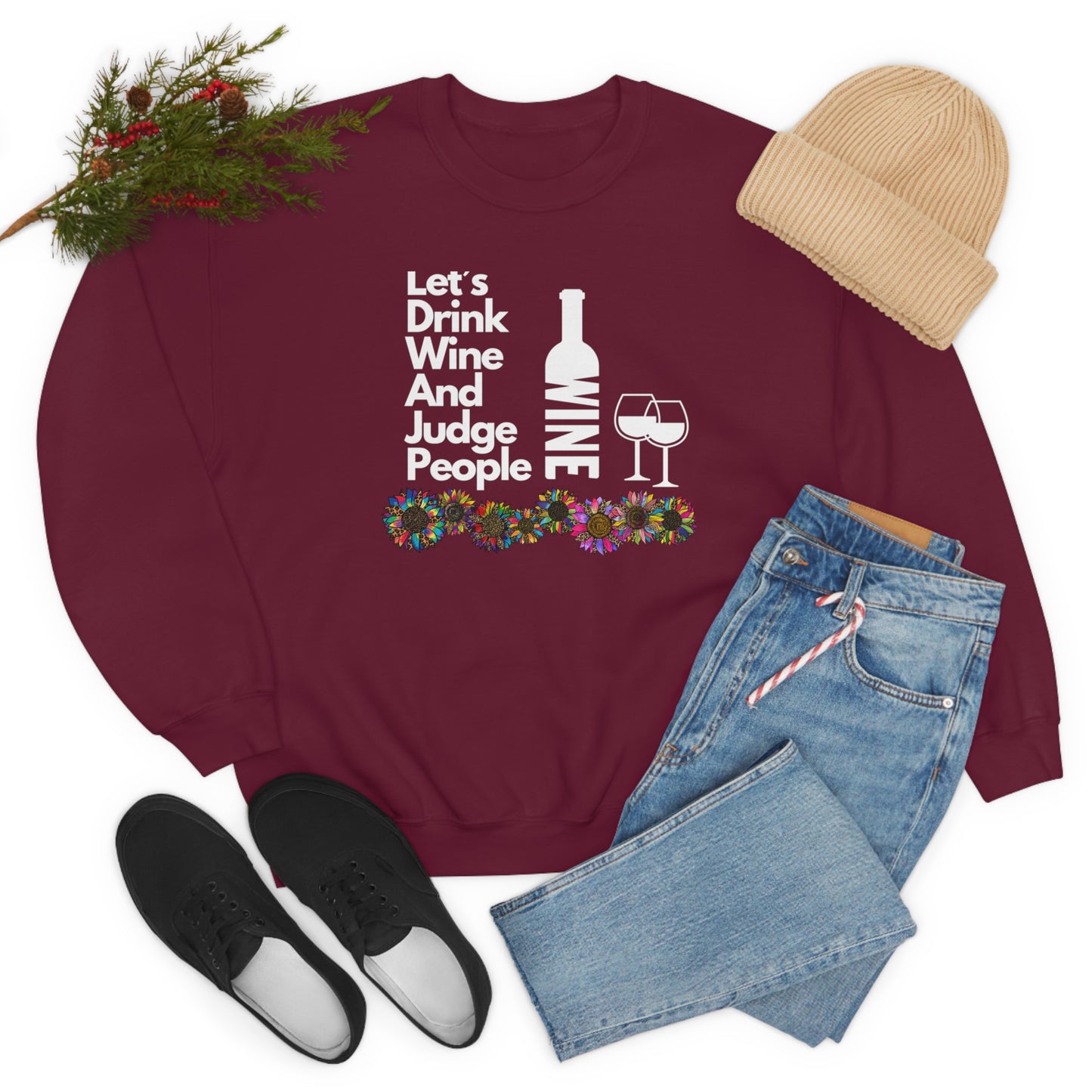 LETS DRINK WINE AND JUDGE- Unisex Heavy Blend Crewneck Sweatshirt (VARIETY OF COLORS) "Great Pick For Fall"