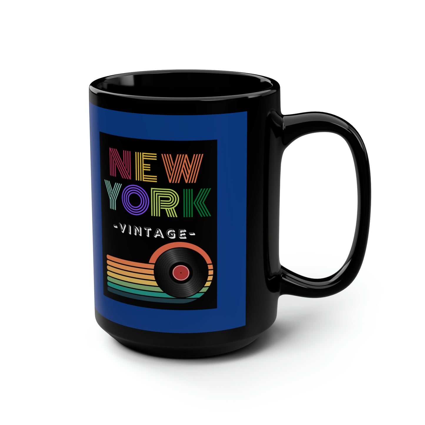 NEW YORK VINTAGE -Big Blue & Black Mug, 15oz (DARK BLUE)