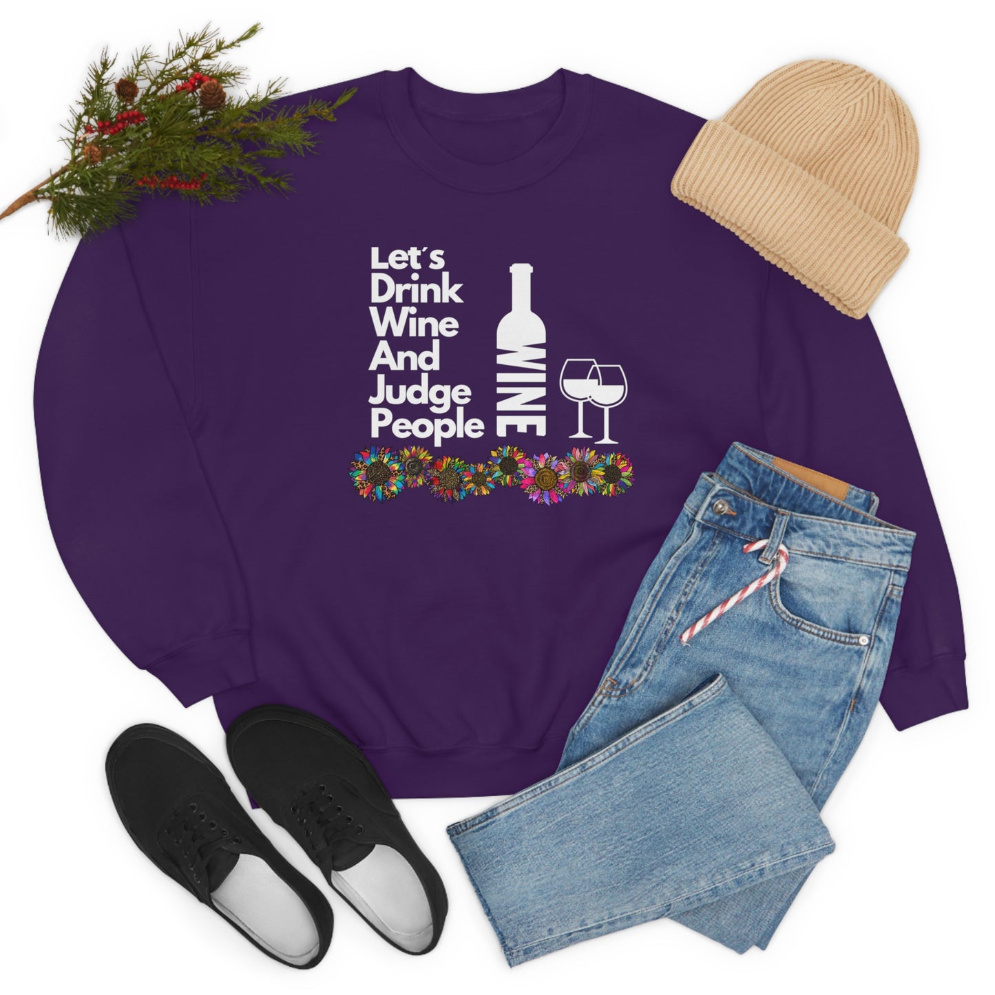 LETS DRINK WINE AND JUDGE- Unisex Heavy Blend Crewneck Sweatshirt (VARIETY OF COLORS) "Great Pick For Fall"