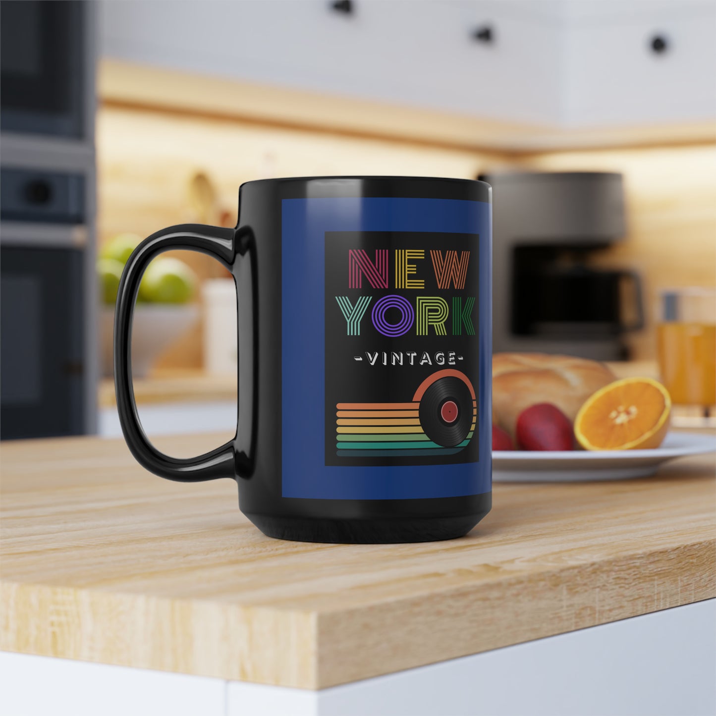NEW YORK VINTAGE -Big Blue & Black Mug, 15oz (DARK BLUE)