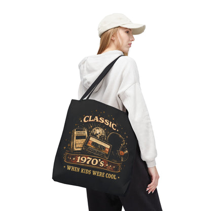 CLASSIC 1970'S-WHEN KIDS WERE COOL- AOP Tote Bag (BLACK)