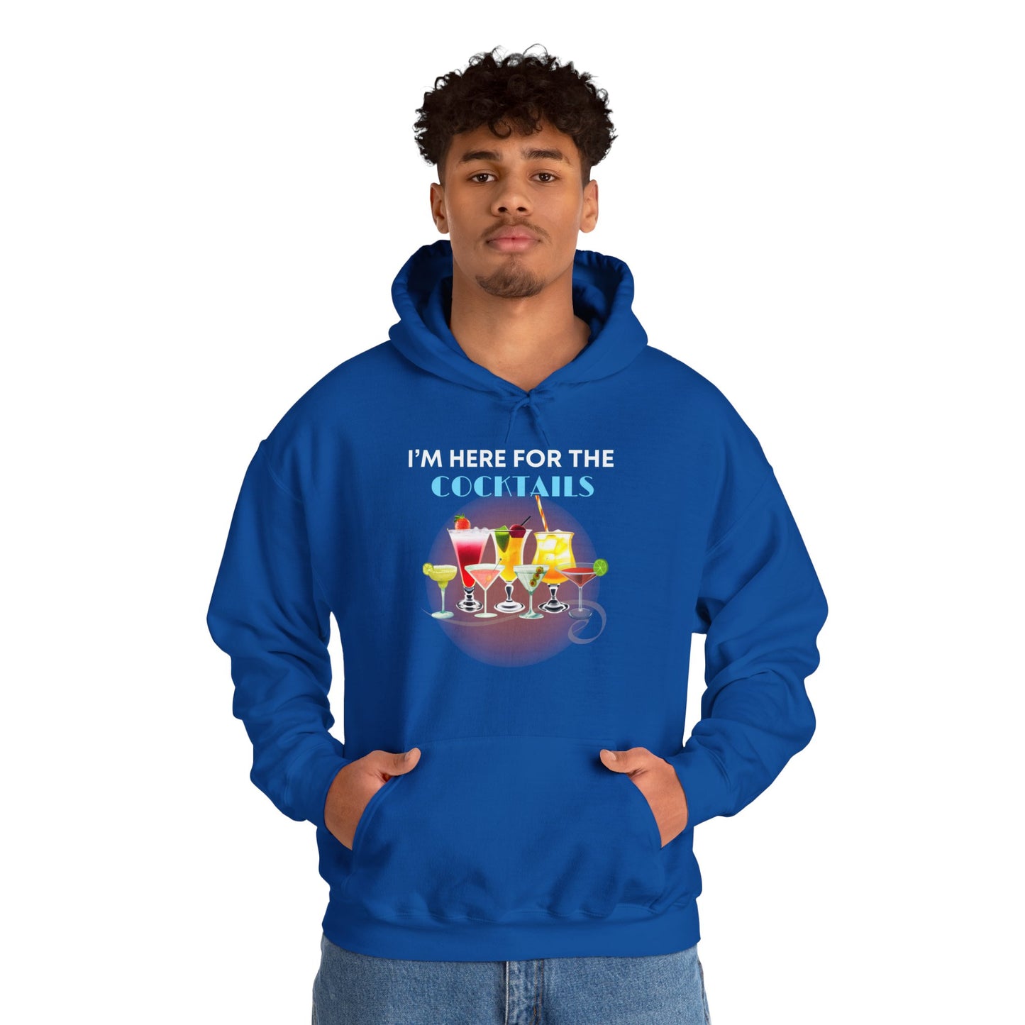 I'M HERE FOR THE COCKTAILS -Unisex Heavy Blend Hooded Sweatshirt (VARIETY OF COLORS) “Trendy Happy Hour Hoodie”