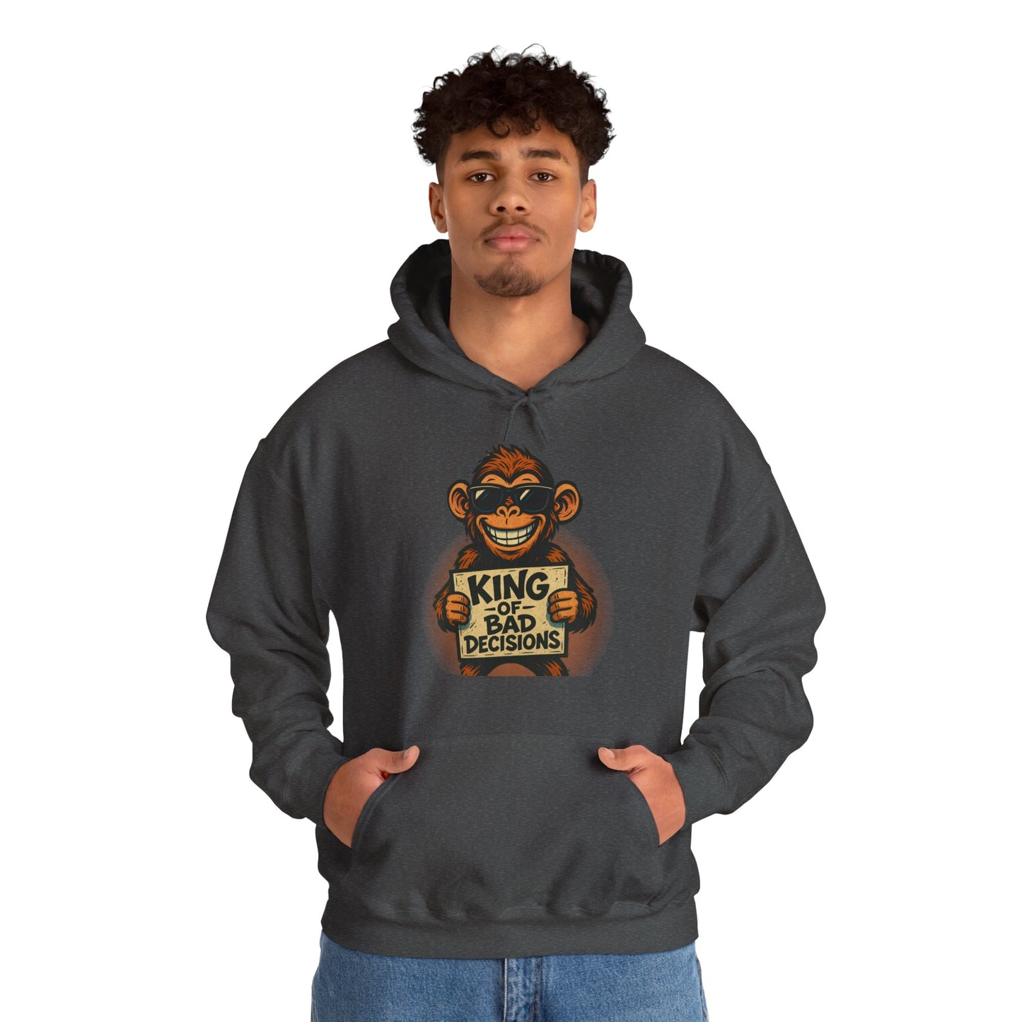 KING OF BAD DECISIONS -Unisex Heavy Blend Hooded Sweatshirt (VARIETY OF COLORS)-“Oversized Pullover, Trending for Those Underachievers"