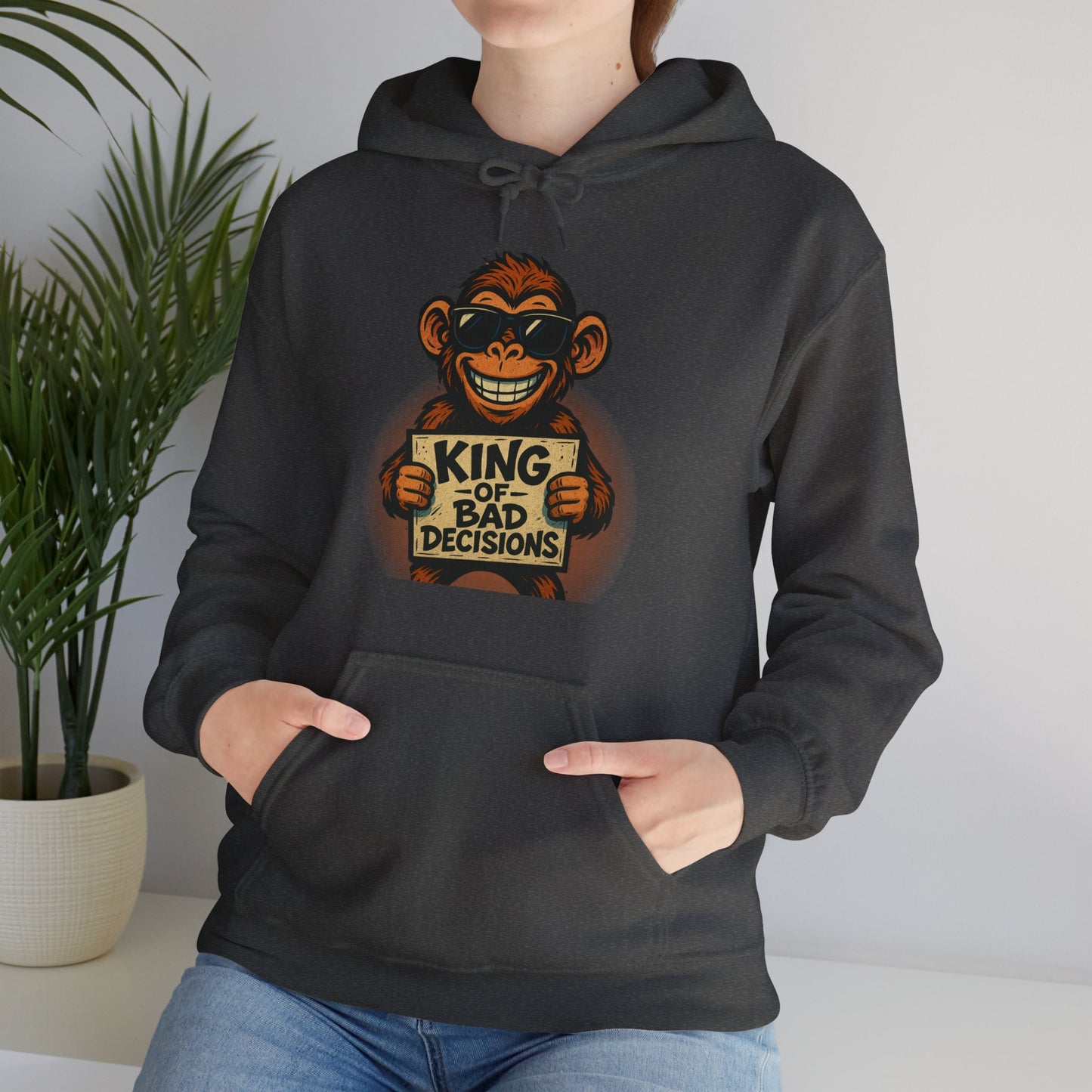 KING OF BAD DECISIONS -Unisex Heavy Blend Hooded Sweatshirt (VARIETY OF COLORS)-“Oversized Pullover, Trending for Those Underachievers"