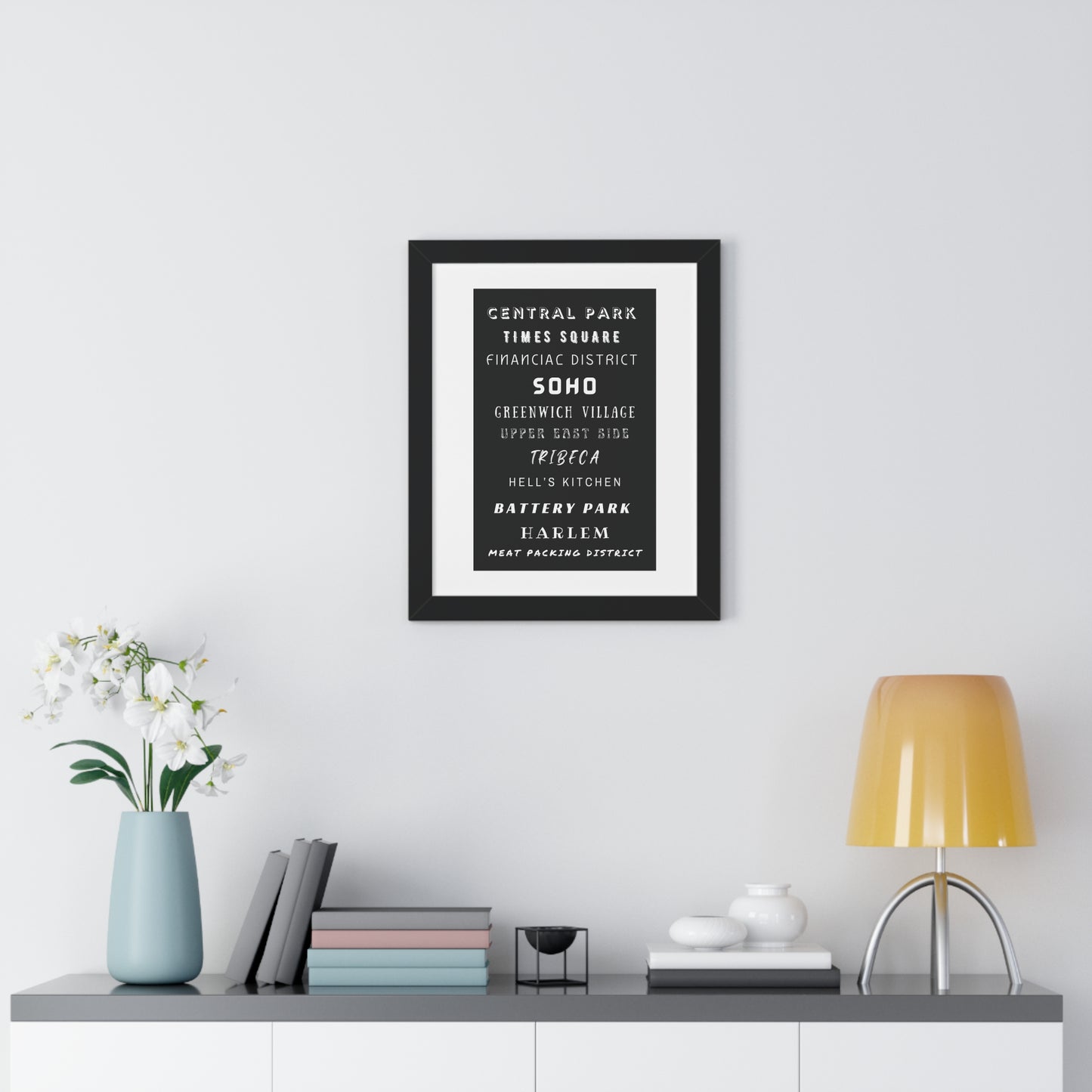 NEW YORK CITY NEIGHBORHOODS Framed Poster - Urban Wall Art for Home Decor