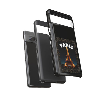PARIS AT NIGHT- Tough Phone Cases - Fits Most Phone Sizes!! (BLACK) "Travel in Style"