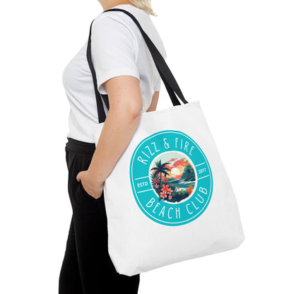 RIZZ & FIRE BEACH CLUB- AOP Tote Bag "Don't Just Show Up, Tote Up"