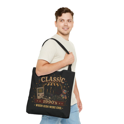 CLASSIC 1990'S-WHEN KIDS WERE COOL- AOP Tote Bag (BLACK)