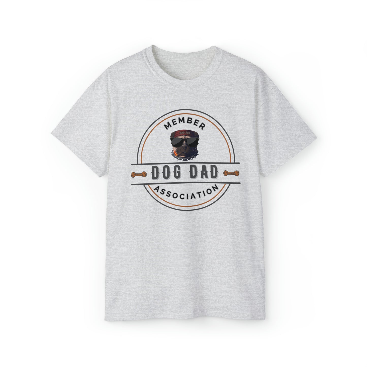 DOG DAD ASSOCIATION- T Shirt (WHITE OR LT.GREY)“Dog Dad Vibes — Cool Graphic Shirt for Fur Fathers”