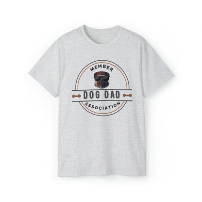 DOG DAD ASSOCIATION- T Shirt (WHITE OR LT.GREY)“Dog Dad Vibes — Cool Graphic Shirt for Fur Fathers”