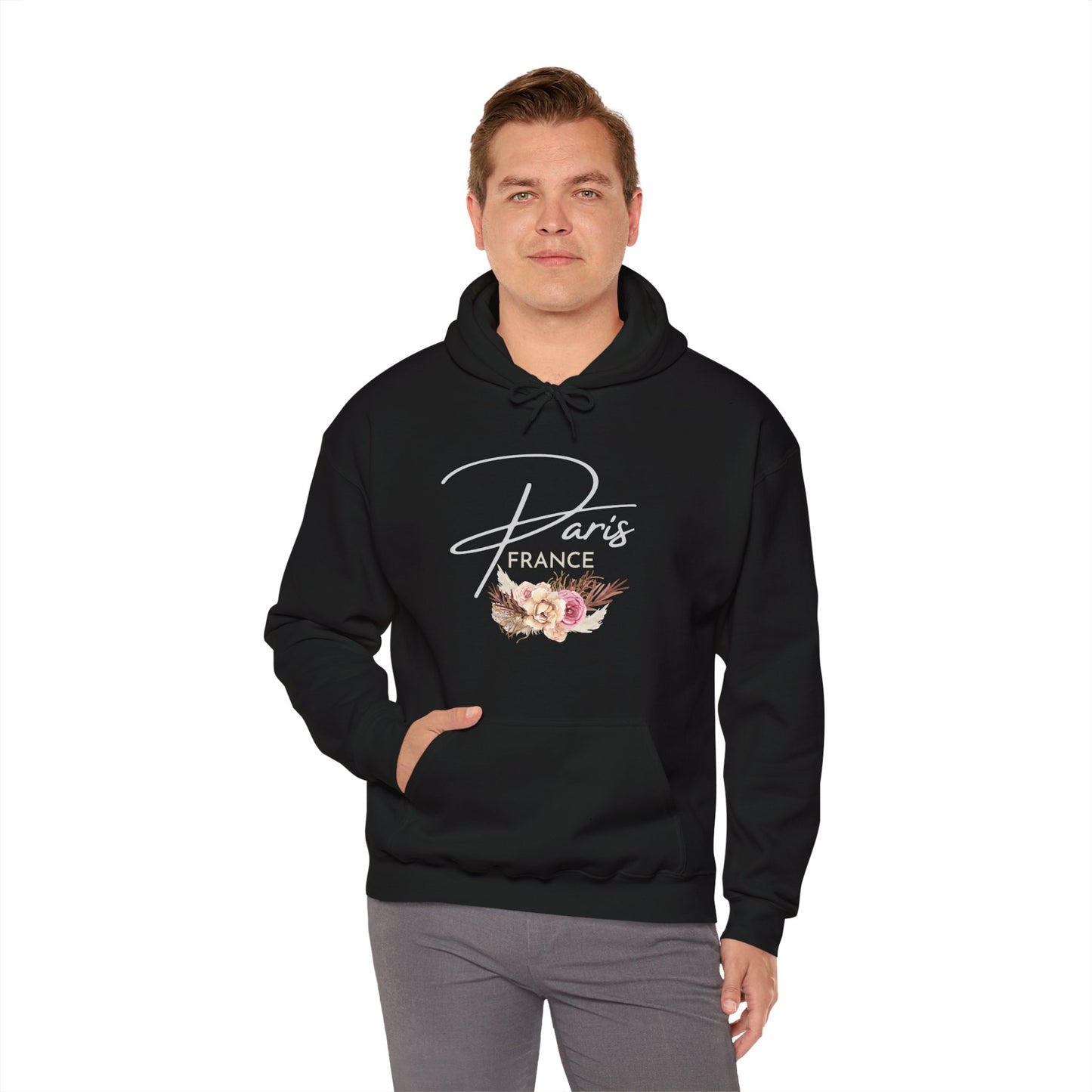 PARIS FLOWERS- Unisex Heavy Blend Hooded Sweatshirt (VARIETY OF COLORS)-“Travel T-Shirt That Slays”