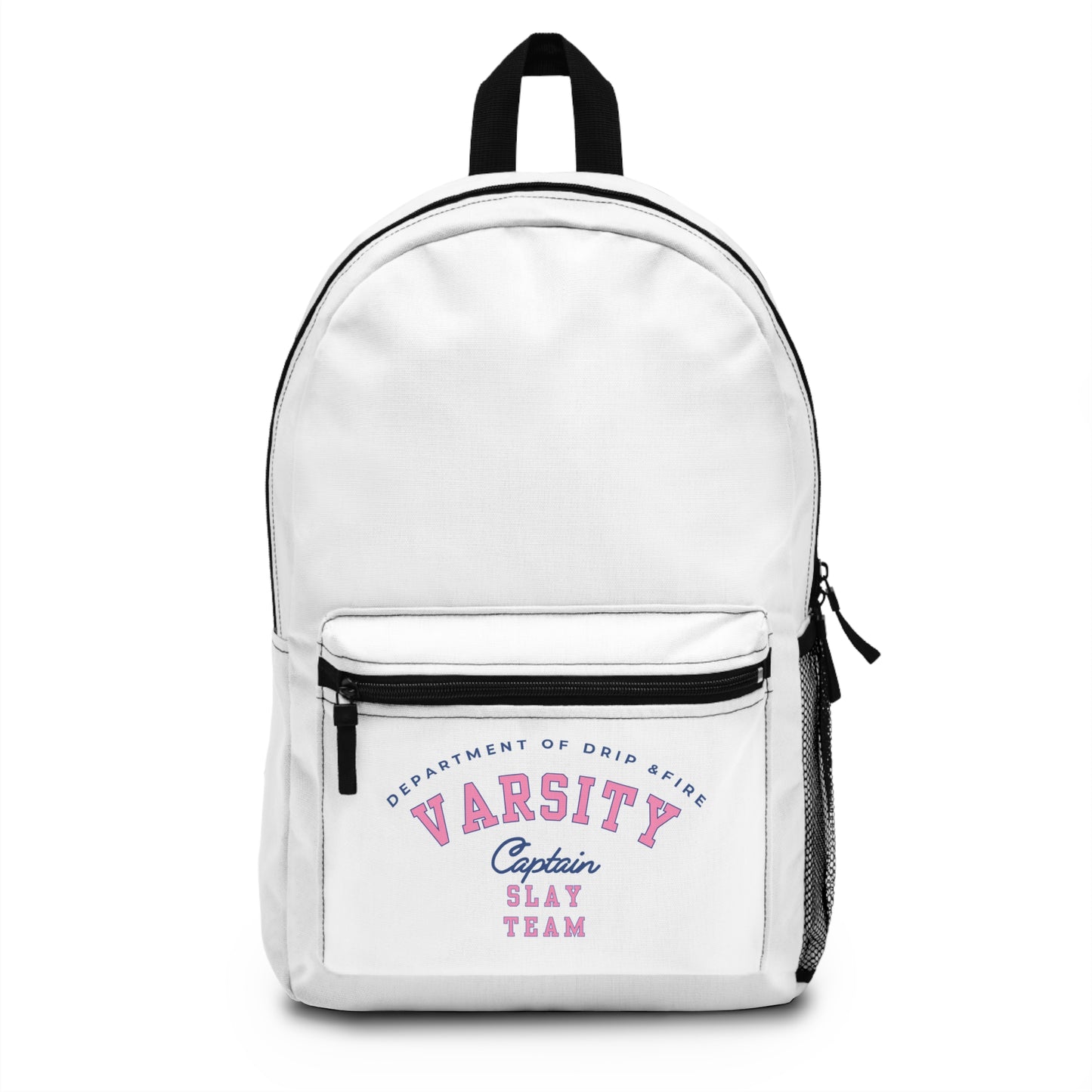 DEPT. OF DRIP & FIRE VARSITY SLAY TEAM CAPTAIN - Empire Backpack (WHITE)"Bold Style, Smart Function"