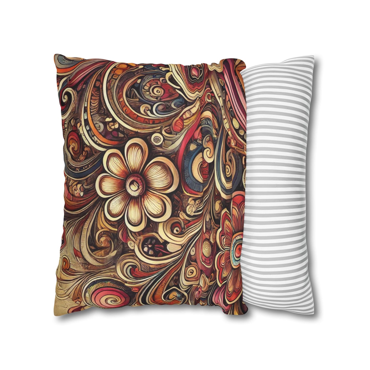 SWIRLY Floral Pillowcase (COVER ONLY) - Vibrant Decorative BOHO PILLOW CASE COVER