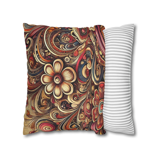 SWIRLY Floral Pillowcase (COVER ONLY) - Vibrant Decorative BOHO PILLOW CASE COVER