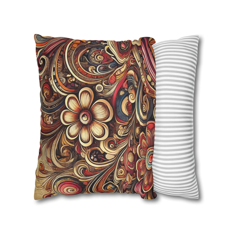 SWIRLY Floral Pillowcase (COVER ONLY) - Vibrant Decorative BOHO PILLOW CASE COVER