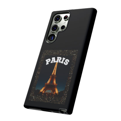 PARIS AT NIGHT- Tough Phone Cases - Fits Most Phone Sizes!! (BLACK) "Travel in Style"