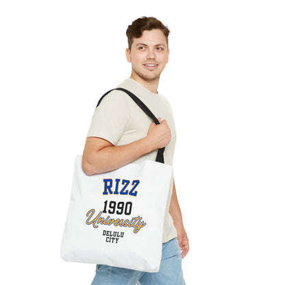 RIZZ UNIVERSITY 1990- AOP Tote Bag-"School Vibes, Street Style Approved"