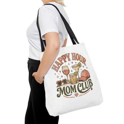 HAPPY HOUR MOM CLUB- AOP Tote Bag (white)