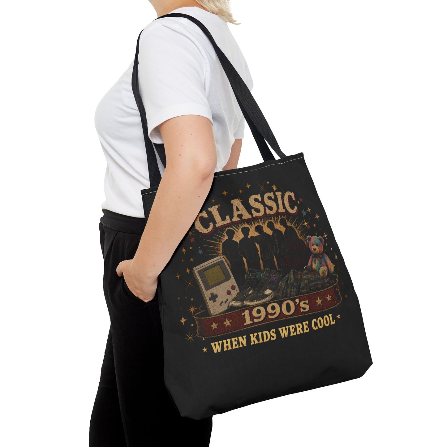 CLASSIC 1990'S-WHEN KIDS WERE COOL- AOP Tote Bag (BLACK)