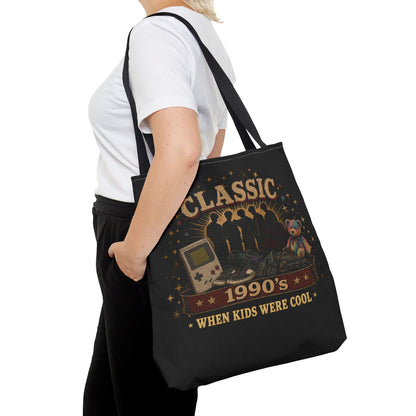CLASSIC 1990'S-WHEN KIDS WERE COOL- AOP Tote Bag (BLACK)