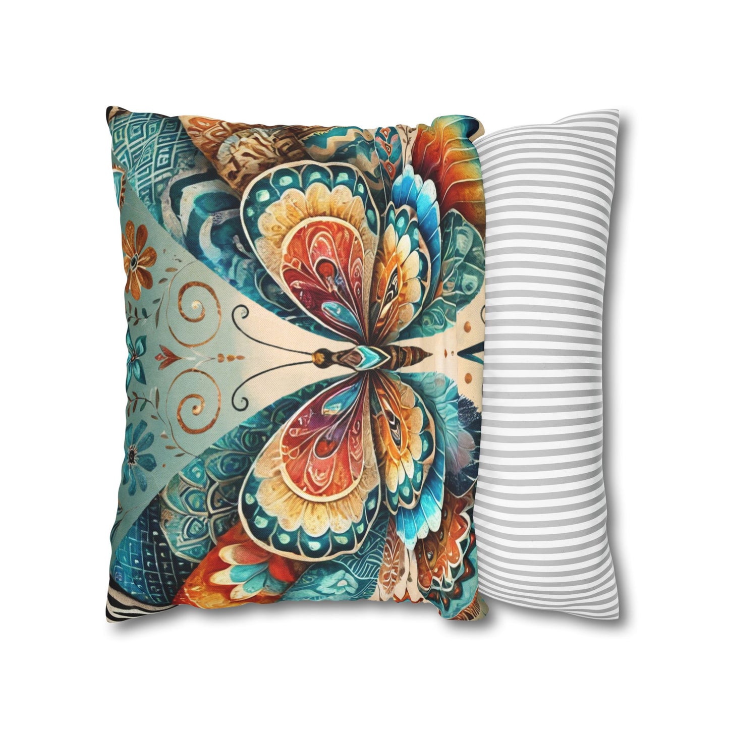 ABSTRACT BUTTERFLY Bohemian Design 18 x 18  Pillowcase