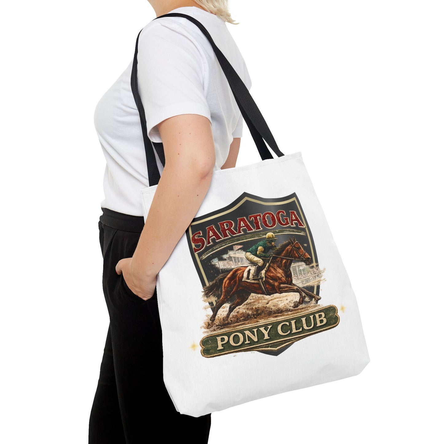 SARATOGA PONY CLUB- AOP Tote Bag (white)