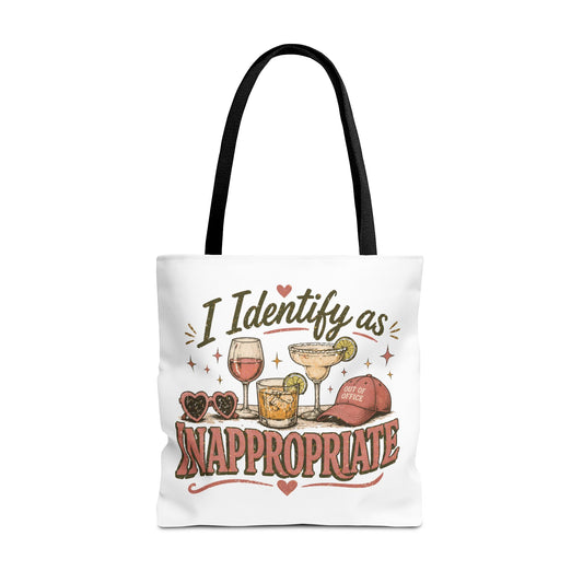 I IDENTIFY AS INAPPROPRIATE- AOP Tote Bag (white)
