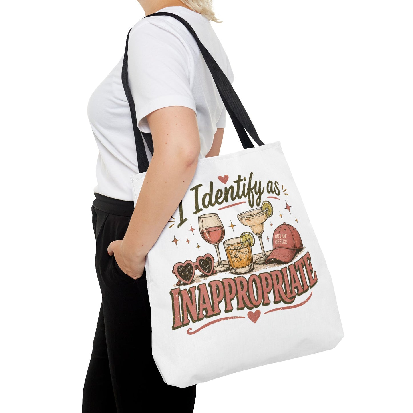 I IDENTIFY AS INAPPROPRIATE- AOP Tote Bag (white)
