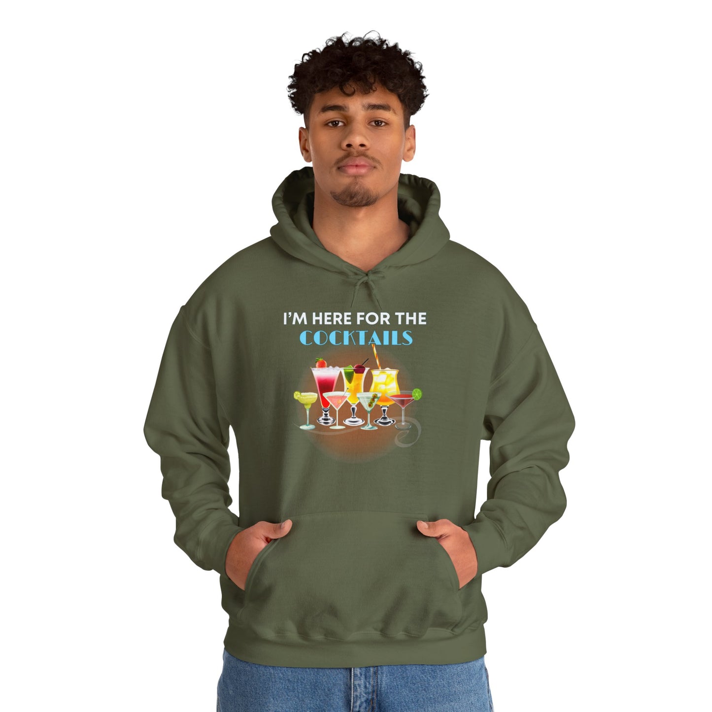 I'M HERE FOR THE COCKTAILS -Unisex Heavy Blend Hooded Sweatshirt (VARIETY OF COLORS) “Trendy Happy Hour Hoodie”