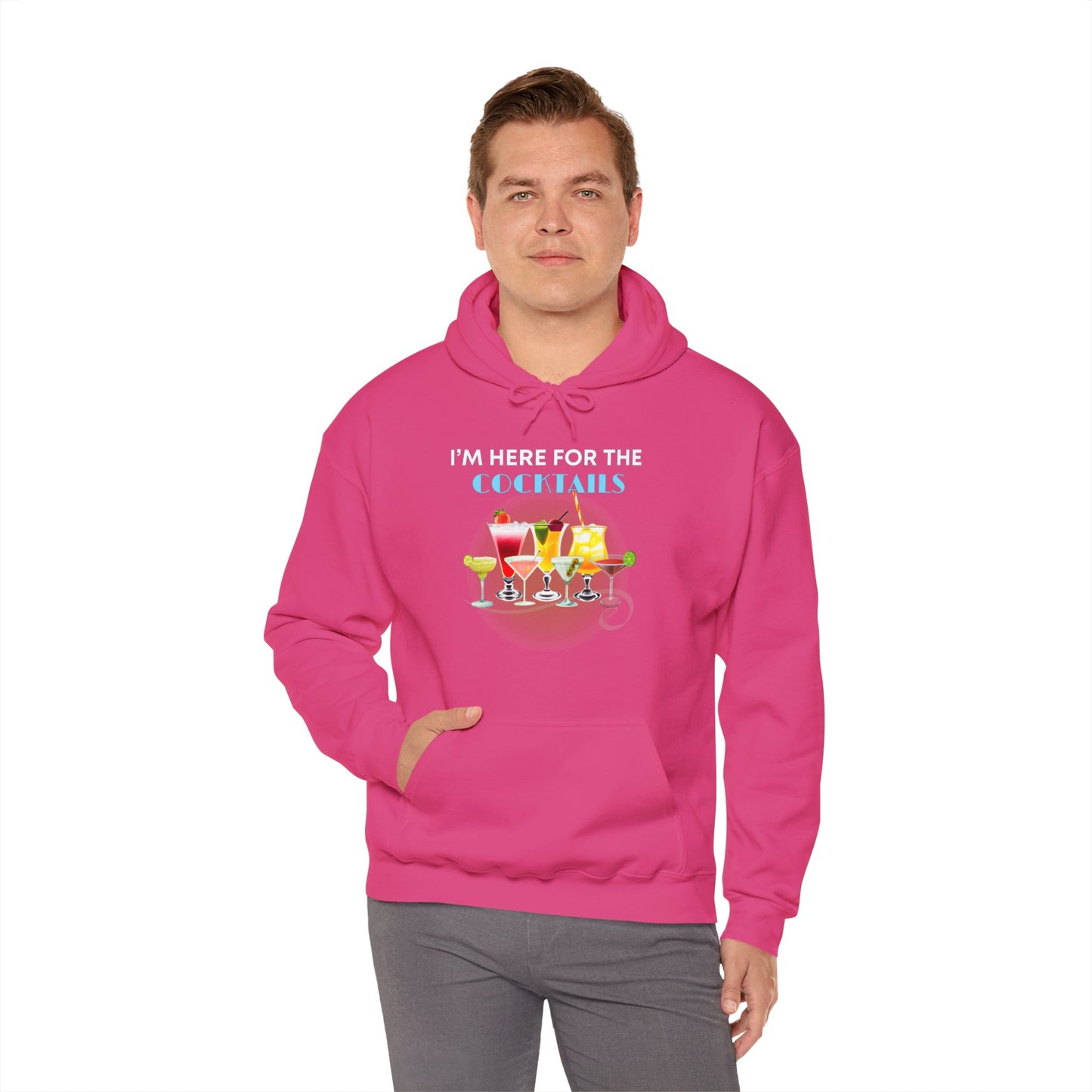 I'M HERE FOR THE COCKTAILS -Unisex Heavy Blend Hooded Sweatshirt (VARIETY OF COLORS) “Trendy Happy Hour Hoodie”