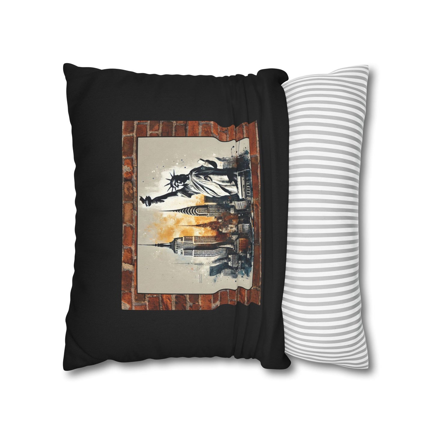 NEW YORK CITY LIBERTY Bohemian Design 18 x 18  Pillowcase