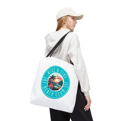 RIZZ & FIRE BEACH CLUB- AOP Tote Bag "Don't Just Show Up, Tote Up"