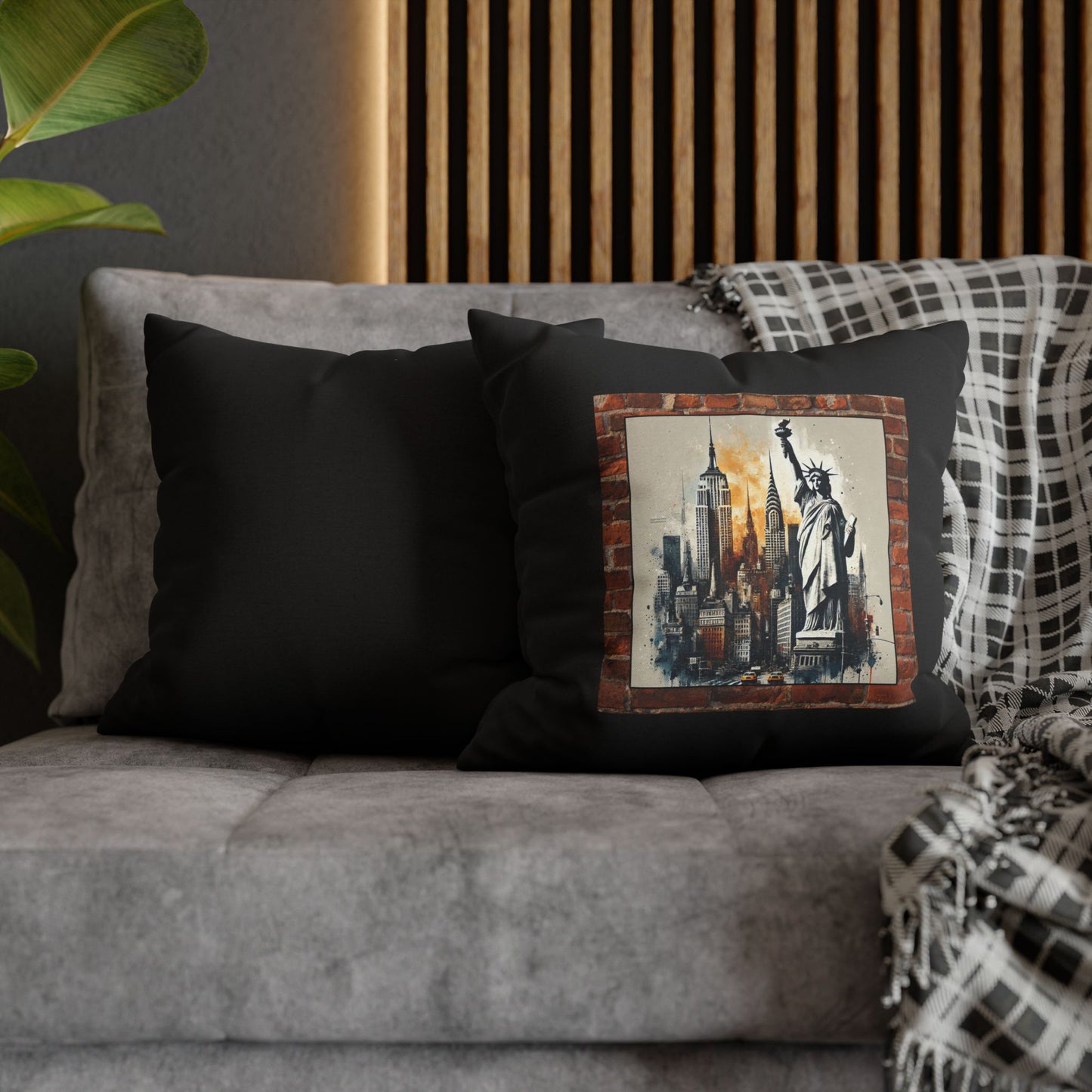 NEW YORK CITY LIBERTY Bohemian Design 18 x 18  Pillowcase